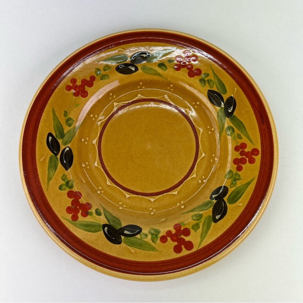WILLIAMS SONOMA Salad Dessert Plate 9" Nicoise Olive by Coursange Yellow France